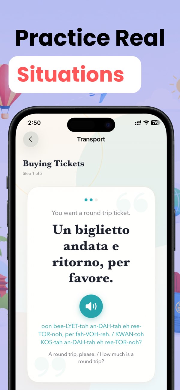 Orbii screenshot showing phrase lesson